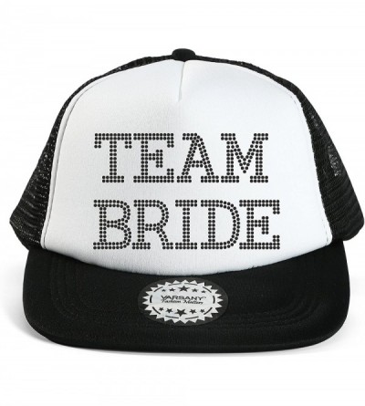 Baseball Caps Team Bride Baseball Hat Crystal Bridal Wedding Party Trucker Cap - Black / Black - CK12GNLB6KJ $21.21