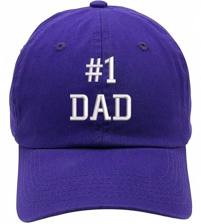 Baseball Caps Number 1 Dad Embroidered Brushed Cotton Dad Hat Cap - Vc300_purple - CJ18QOE6297 $31.31