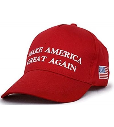 Baseball Caps Cotton Baseball Cap Make America Great Again Trump Hat Adjustable - Red - CD18I3624UY $11.85