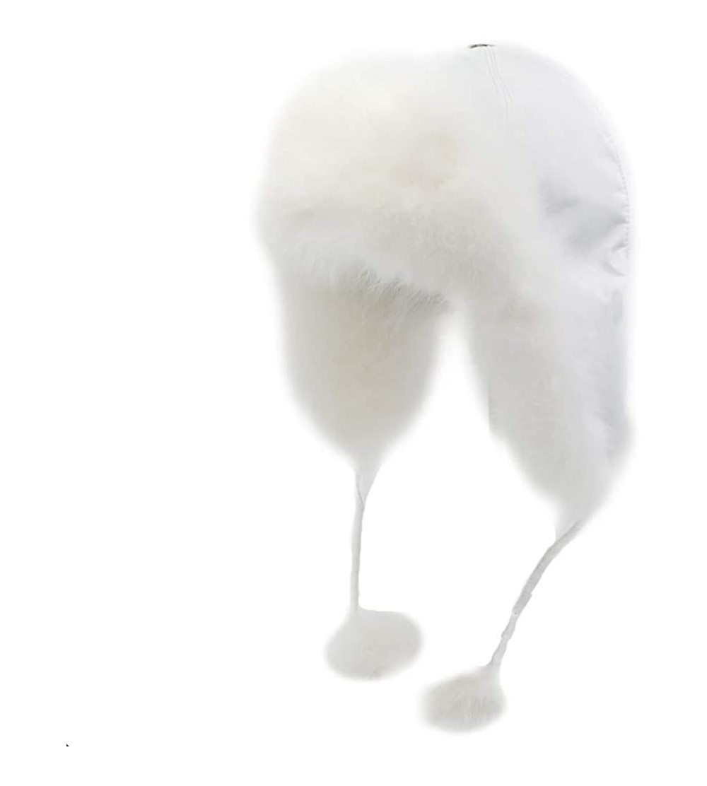 Bomber Hats Fox Fur Russian Trooper Style Hat Adult Winter Ushanka Snow Hat - All White - CX18HZQI6QL $36.65