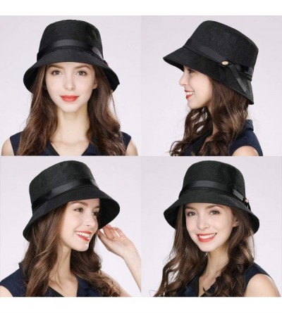 Sun Hats Packable UPF Straw Sunhat Women Summer Beach Wide Brim Fedora Travel Hat 54-59CM - 00705_black - CC18RK9Y54A $20.55