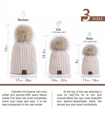 Skullies & Beanies Women Winter Pom Pom Beanie Hats Warm Fleece Lined-Chunky Trendy Cute Chenille Knit Twist Cap - 2-beige-h ...