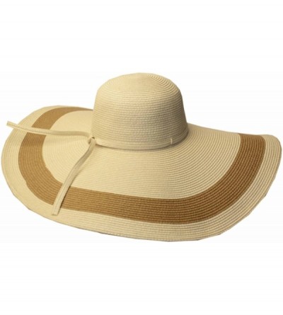 Sun Hats Women's Contrast Stripe UPF 50+ Extra Wide Floppy Brim Straw Hat - Natural - CQ11E38MYMT $25.92