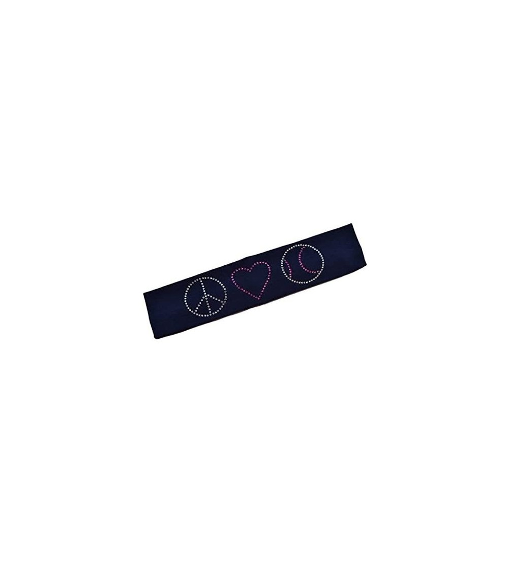 Headbands Peace Love Softball Rhinestone Stretch Headband (Navy Blue) - C911HX6FSSF $10.13