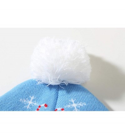 Skullies & Beanies Adult Fashion Cuffed Knit Ugly Christmas Beanie Hat - Blue(124) - CY18Z5900YG $11.55