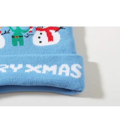 Skullies & Beanies Adult Fashion Cuffed Knit Ugly Christmas Beanie Hat - Blue(124) - CY18Z5900YG $11.55