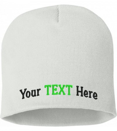 Skullies & Beanies Skull Knit Hat with Custom Embroidery Your Text Here or Logo Here One Size SP08 - White Knit W/ Text - CC1...