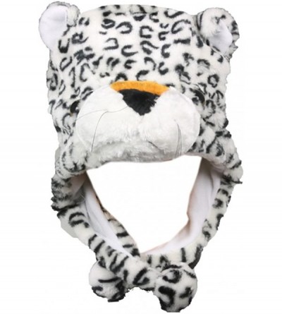 Skullies & Beanies Plush Soft Animal Beanie Hat Halloween Cute Soft Warm Toddler to Teen - White Leopard - C712M5NBL6N $20.70
