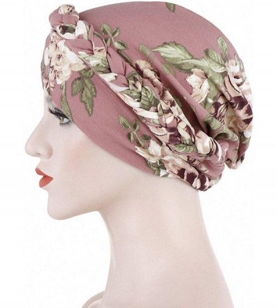 Skullies & Beanies Chemo Cancer Head Hat Cap Ethnic Bohemia Pre-Tied Twisted Braid Hair Cover Wrap Turban Headwear - CD18XEAQ...