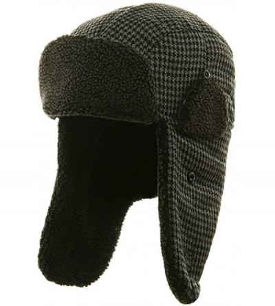 Bomber Hats Big Size Tweed Sherpa Lining Trooper Hat - Black - C711OVI9H2L $65.05