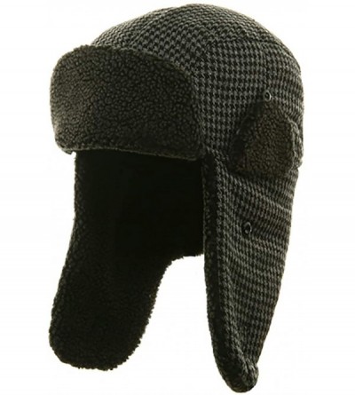 Bomber Hats Big Size Tweed Sherpa Lining Trooper Hat - Black - C711OVI9H2L $27.35