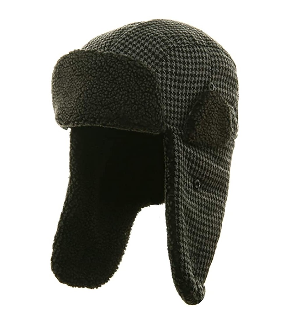 Bomber Hats Big Size Tweed Sherpa Lining Trooper Hat - Black - C711OVI9H2L $27.35