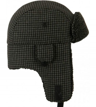 Bomber Hats Big Size Tweed Sherpa Lining Trooper Hat - Black - C711OVI9H2L $27.35