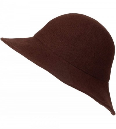 Bucket Hats Wool Winter Floppy Wide Brim Womens Bowler Fodora Hat DWB1103 - Darkbrown - CU194CN008N $21.33