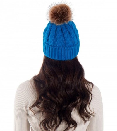 Skullies & Beanies Women's Knit Winter Hat Pom Pom Beanie - Royal Blue - C518HKU7KWU $17.89