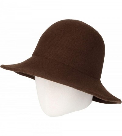 Bucket Hats Wool Winter Floppy Wide Brim Womens Bowler Fodora Hat DWB1103 - Darkbrown - CU194CN008N $21.33