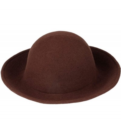 Bucket Hats Wool Winter Floppy Wide Brim Womens Bowler Fodora Hat DWB1103 - Darkbrown - CU194CN008N $21.33