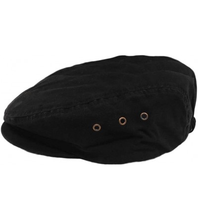 Newsboy Caps Mega Cap Washed Canvas Golfing Beret IVY Ascot Cabbie Cap Black - CE115YJM3S1 $8.85