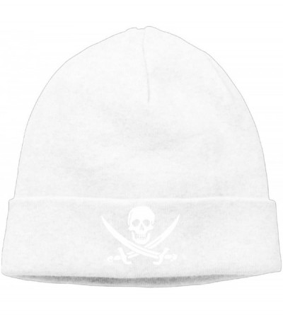 Skullies & Beanies Mens&Womens Pirate Flag Skull Outdoor Daily Beanie Hat Skull Cap Black - White - C8187R95QZC $17.77