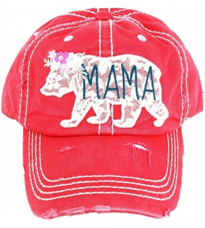 Baseball Caps Women's Mama Bear Lace Washed Vintage Baseball Hat Cap - Salmon - CL18XG0R5WS $39.46