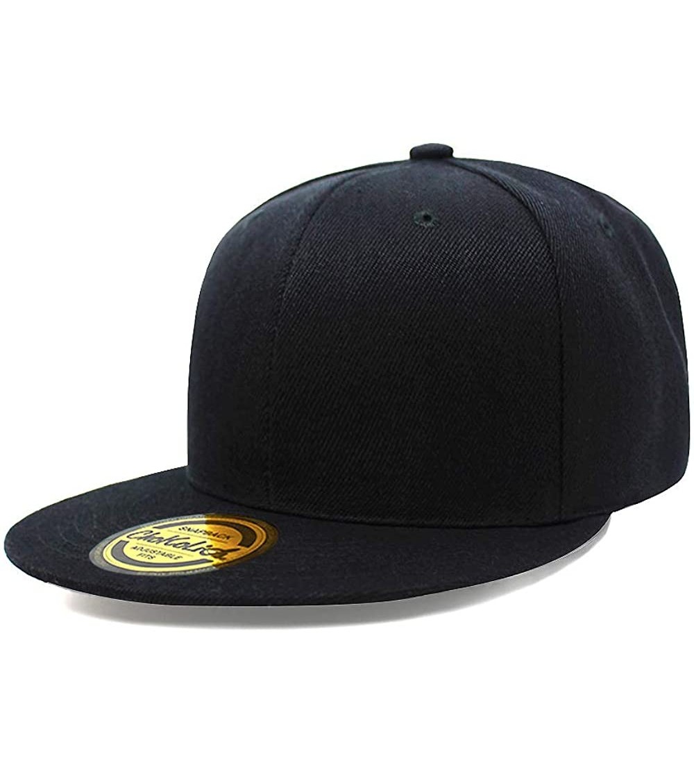 Baseball Caps Flat Visor Snapback Hat Blank Cap Baseball Cap - Black - CQ18632L6IQ $8.17