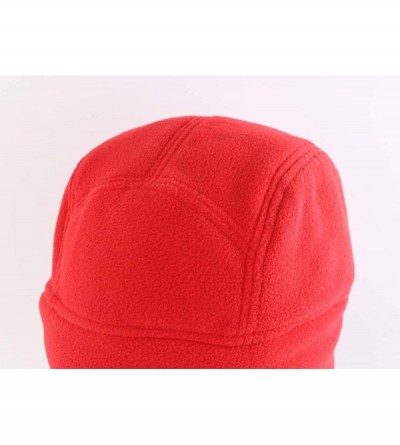 Skullies & Beanies Mens Winter Hat Soft Fleece Daily Beanie Earflap Hat Warm Skull Caps - Red - CV18KESOURL $11.32