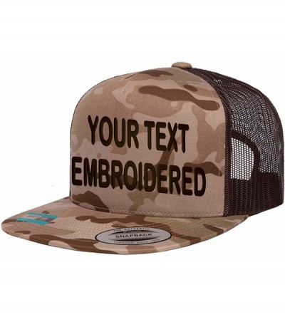 Baseball Caps Custom Trucker Flatbill Hat Yupoong 6006 Embroidered Your Text Snapback - Multicam Arid/Brown - C118XUR2YK9 $64.44