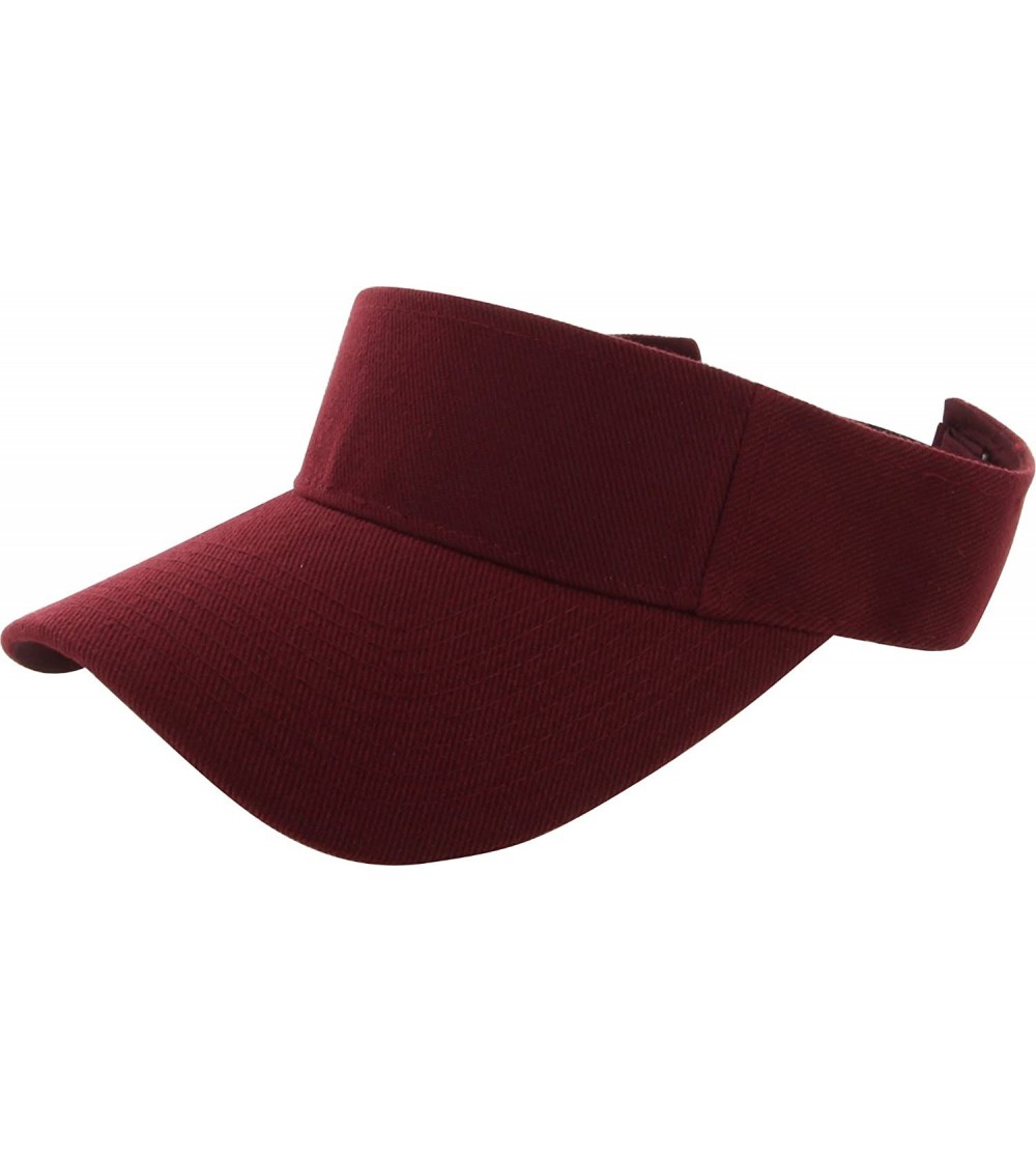 Visors Plain Men Women Sport Sun Visor One Size Adjustable Cap - Maroon - CT11SD3QB6P $11.80