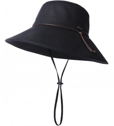 Bucket Hats Womens Packable Ponytail SPF 50 Sun Hat Summer Gardening Hiking Fishing 55-61cm - Black_99024 - CC18EOI7CK7 $22.70