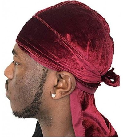 Skullies & Beanies Slippery Apparel - Velvet Premium Durag 360 Waves Extra Long Straps for Men Will Last for Years - CI18EO2X...