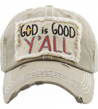 Baseball Caps Women's God is Good Y'all Vintage Baseball Hat Cap - Khaki - CX18WCALM0Z $40.16