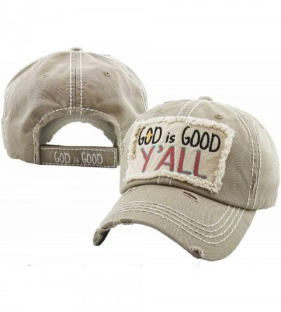 Baseball Caps Women's God is Good Y'all Vintage Baseball Hat Cap - Khaki - CX18WCALM0Z $23.78