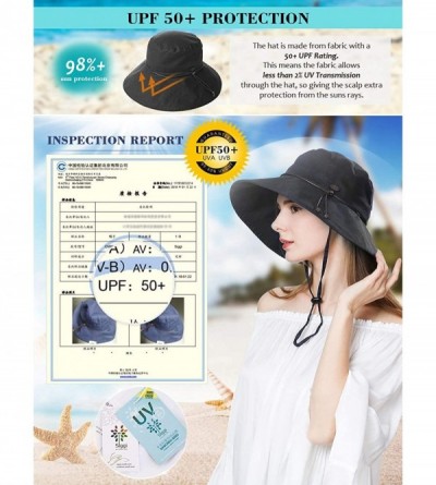 Bucket Hats Womens Packable Ponytail SPF 50 Sun Hat Summer Gardening Hiking Fishing 55-61cm - Black_99024 - CC18EOI7CK7 $22.70