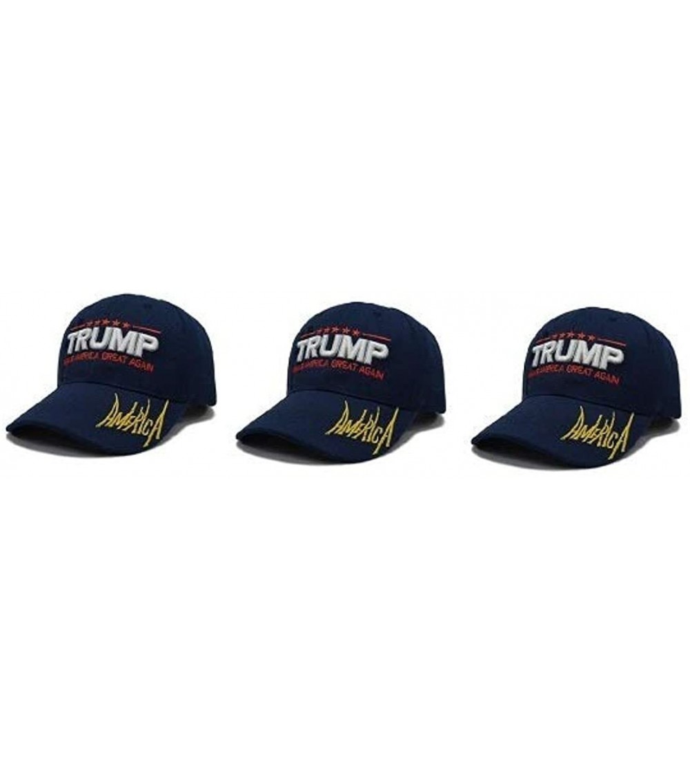 Baseball Caps Make America Great Again Hat [3 Pack]- Donald Trump USA MAGA Cap Adjustable Baseball Hat - V4 - Blue - C018QSZU...