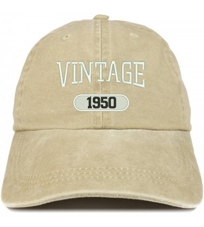 Baseball Caps Vintage 1950 Embroidered 70th Birthday Soft Crown Washed Cotton Cap - Khaki - CR180WAS3E8 $33.58