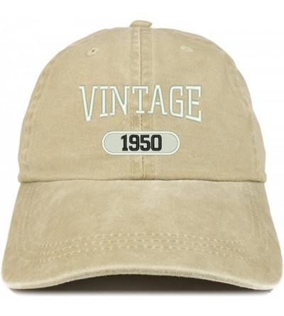 Baseball Caps Vintage 1950 Embroidered 70th Birthday Soft Crown Washed Cotton Cap - Khaki - CR180WAS3E8 $18.15