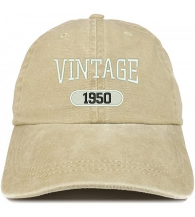 Baseball Caps Vintage 1950 Embroidered 70th Birthday Soft Crown Washed Cotton Cap - Khaki - CR180WAS3E8 $18.15