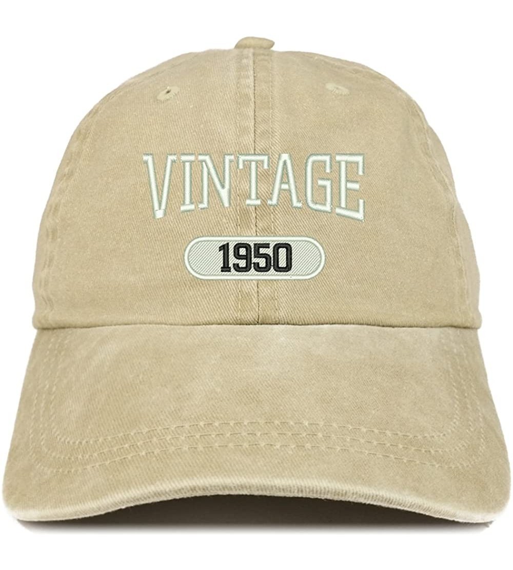 Baseball Caps Vintage 1950 Embroidered 70th Birthday Soft Crown Washed Cotton Cap - Khaki - CR180WAS3E8 $18.15
