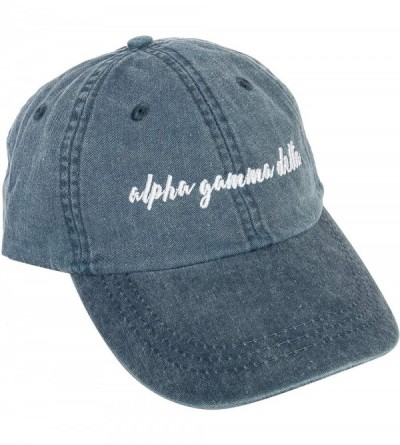 Baseball Caps Alpha Gamma Sorority Baseball Hat Cap Cursive Name Font Alpha Gam - Midnight Blue - CW18SCDRL68 $41.92