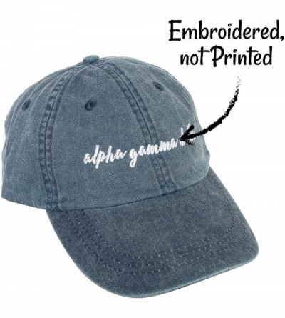 Baseball Caps Alpha Gamma Sorority Baseball Hat Cap Cursive Name Font Alpha Gam - Midnight Blue - CW18SCDRL68 $16.77