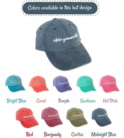 Baseball Caps Alpha Gamma Sorority Baseball Hat Cap Cursive Name Font Alpha Gam - Midnight Blue - CW18SCDRL68 $16.77