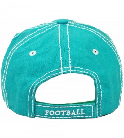 Baseball Caps Vintage Ball Caps for Women Mama Bear Dog Mom Washed Cap - Football Mom- Turquoise - C818ZYGI626 $18.26