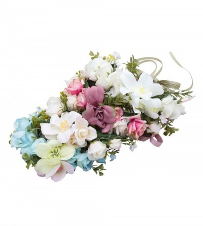Headbands Bohemia Big Lilies Floral Crown Party Wedding Hair Wreaths Hair Bands Flower Headband (Pink) - Pink - CU12MFCGOAB $...