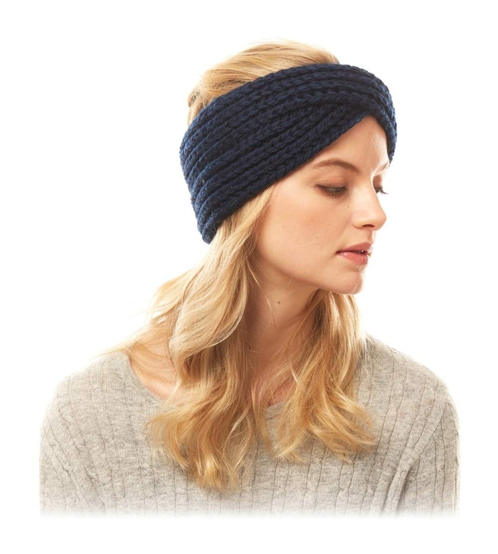 Cold Weather Headbands Women's Soft Knitted Winter Headband Head Wrap Ear Warmer (Twisted-Navy) - Twisted-Navy - CZ18IMWWL06 ...