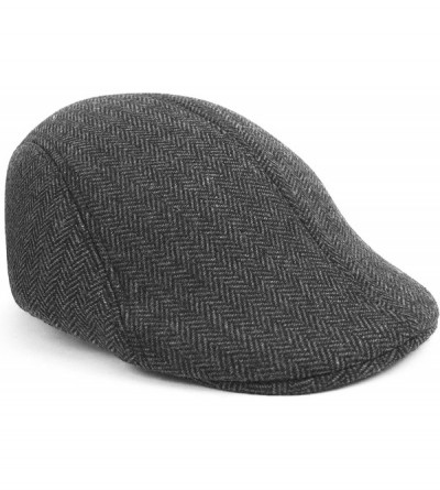 Newsboy Caps Men's Classic Herringbone Fall/Winter Ivy Cap - Black - CK18773SRCR $8.48