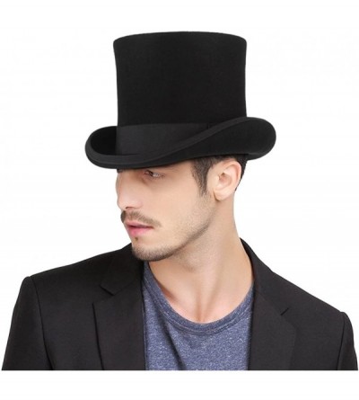 Fedoras 100% Wool Top Hat Men's Satin Lined Wool Felt Magic High Top Hat Party Costume Accessory - C0186Q4RMLM $22.53