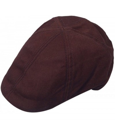 Newsboy Caps Men's 100% Cotton Duck Bill Flat Golf Ivy Driver Visor Sun Cap Hat - Brown - CJ11MOE5G8X $10.52