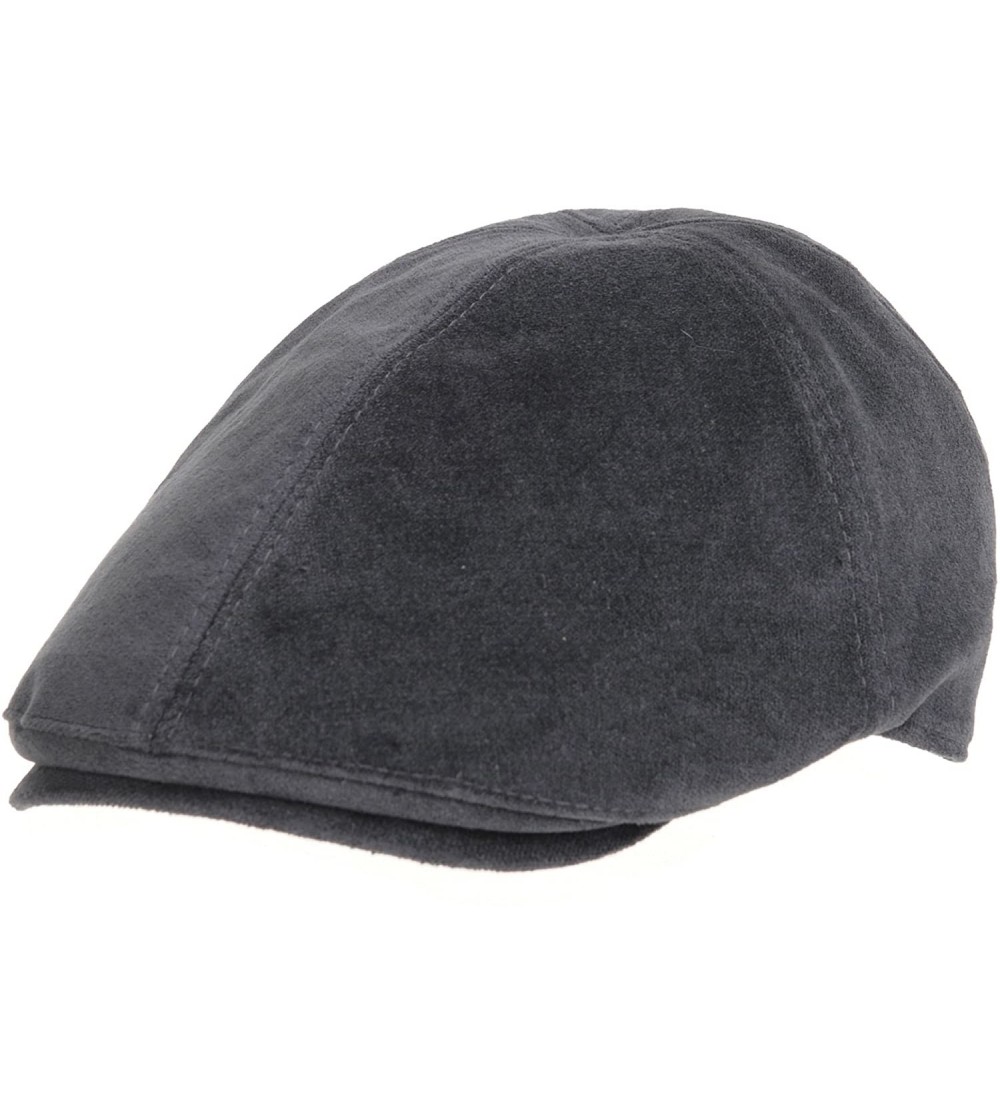 Newsboy Caps Flat Cap Wool Velvet Suede Newsboy Ivy Hat SL3457 - Grey - CP12N1D3JEU $20.96