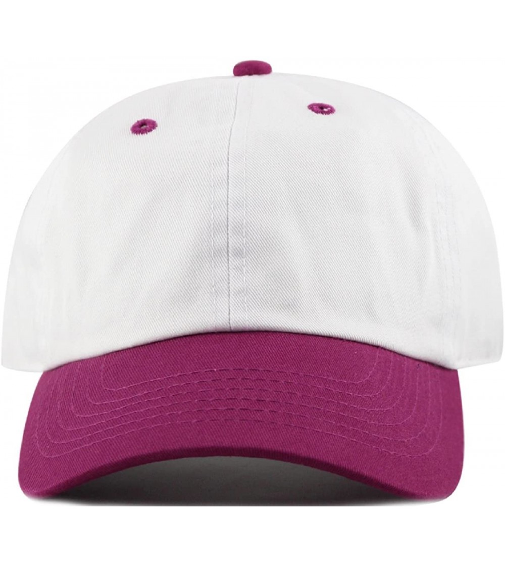 Baseball Caps Two Tone 100% Cotton Stonewashed Cap Adjustable Hat Low Profile Baseball Cap. - Mulberry - CG12O7ARQ7Q $9.51