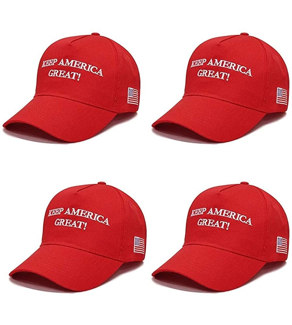 Baseball Caps Keep America Great Hat-Make America Great Again Hat-MAGA Hat with USA Flag 2/4 Pack Red - 4-red-keep - CN18UW6D...